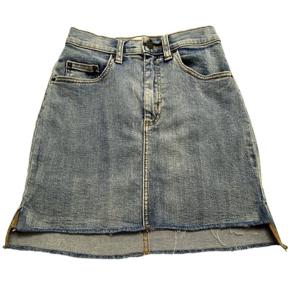 Wilfred Free Tanit Denim Mini Skirt Frayed Step Hem Size 0 Blue Hb-17 — image 2 of 8